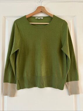 NWOT ANIS Italian Wool Blend Crewneck Sweater Olive Green, Size Large